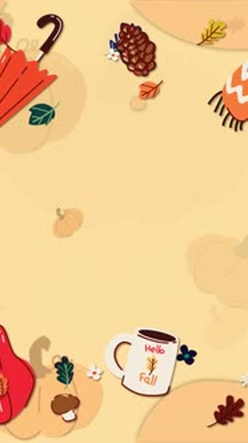 Modern Animated Autumn Fall Elements Vertical Background