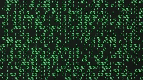 Digital binary computer code. Abstract technology background. Seamless loop