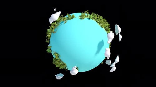 3D Rotating Green Planet On Alpha Loop