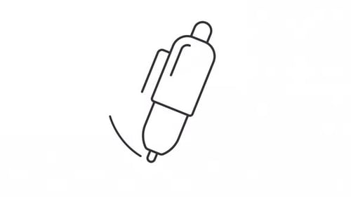 Animiertes einziehbares Kugelschreiber-Liniensymbol