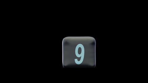 simulation of a rubber digit "9" followed by an explosion. has an alpha channel