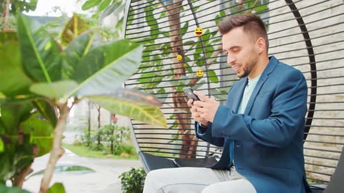 Young Influencer or Blogger Watches a Social Network News Feed Gets Likes and Views in the Form of