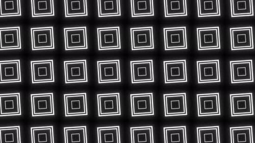 Geometrische Formmuster-Animation auf dunkelschwarzem Hintergrund. Hintergrund zur Seamless Pattern Loop-Technologie