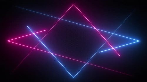 Glowing Blue and Pink Neon Geometric Lines Looping Background