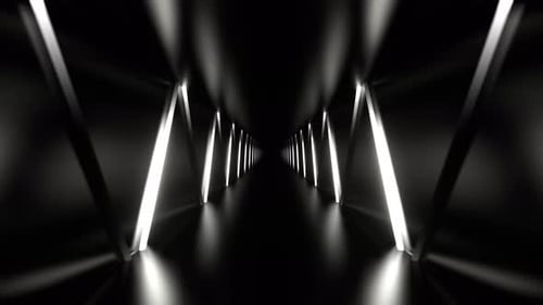 White Endless Tunnel With Neon Light Movement In Zig Zag Background VJ Loop In 4K