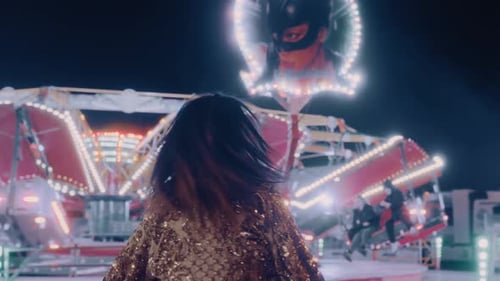 Beautiful Model in a Amusement Park