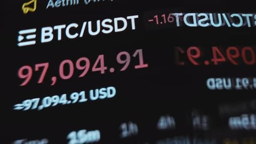 Bitcoin Price on Cryptocurrency Trading App Double Exposition