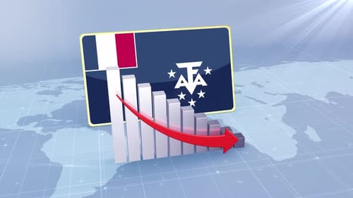 Gráfico de barras de la bandera del sur de Francia con valores decrecientes, concepto de crisis económica