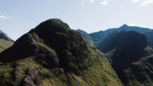Vue aérienne des célèbres Highlands d'Écosse par une journée ensoleillée.