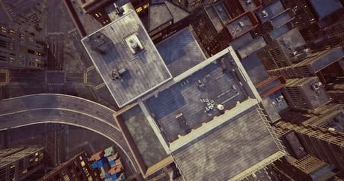 Rooftop View of Urban Landscape Showcasing a Complex City Layout