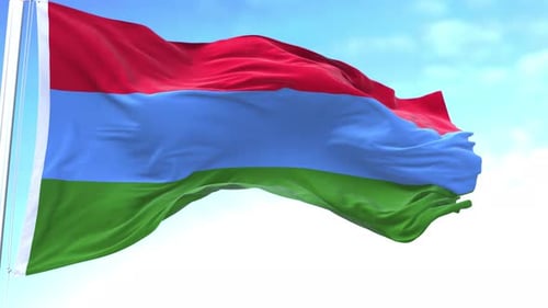 Seamless Waving National Flag Animation in Blue Sky