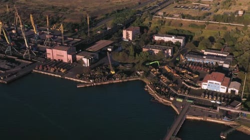 Vue aérienne du port maritime industriel