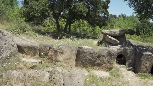 Two-chamber Dolmens At Hlyabovo In Bulgaria. - pan right shot