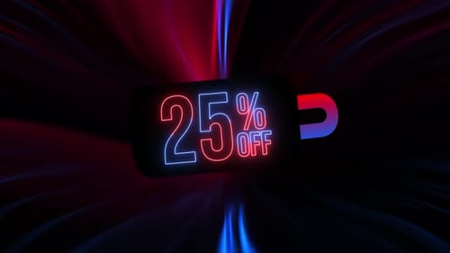 Dynamic Neon 25 Percent Off Sales Discount Tag