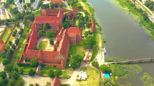 Malbork,Poland.Aerial 4K video from drone to Medieval Malbork ( Zamek w Maborku, Ordensburg Marienbu