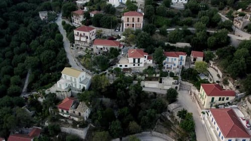 Aerial View of the Seaside Town on a Sunset