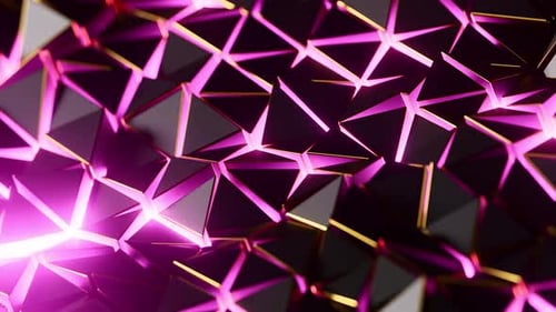 Abstract Geometric Triangles with Glowing Purple Neon Light Background Loop
