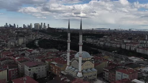 Aerial View of Istanbul Mosque and Cityscape