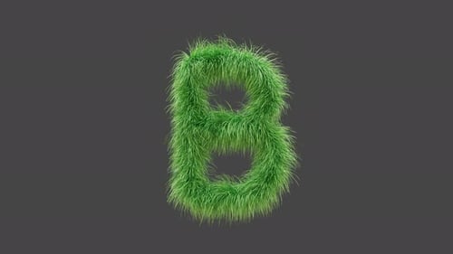 3D animation green grass letter B