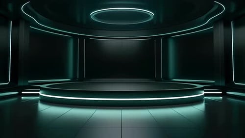 Futuristic Neon Studio Stage Background Loop