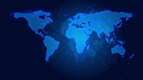 Dots Makes Global World Map Global Wireframe Polygonal Lines Global Business Network Technology