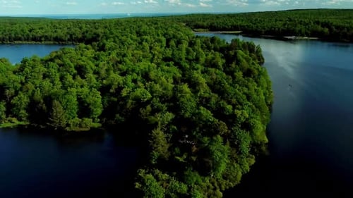 above view of Lake front drone shot