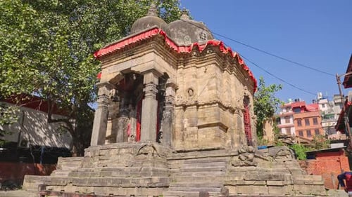 4K Tracking the Historic Kotilingeshwar Mahadev Temple in Durbar Square, Kathmandu, Nepal