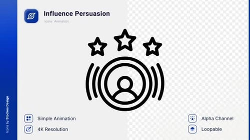 Animated Line Icon of Influence and Persuasion with Stars