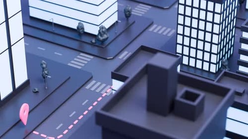 Modern Isometric City Map Location Pin Animation