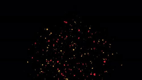 Explosion of red hearts on green screen. Blast Confetti Heart Particles Heart confetti. Festive effe