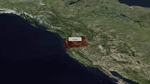 Oregon State Highlight on Satellite Map