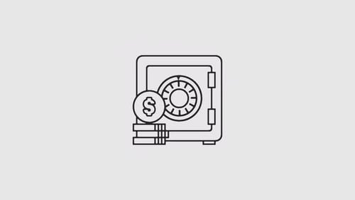 Minimalist Animated Safe with Money Icon