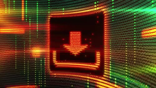 Download Sign Formed Inside Computer Code Stream on Digital Display