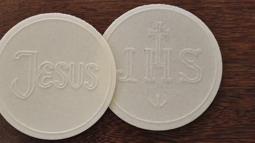 Consecrated communion hosts. Christian Catholic Celebration