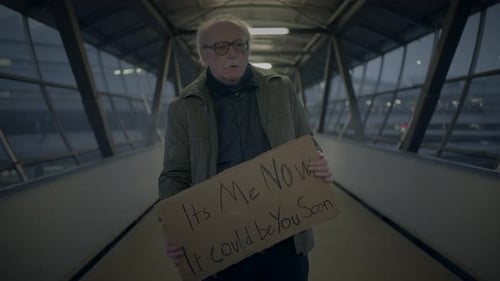 Elderly Homeless Man Suffering From Poverty Looking for Help at Train Station