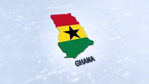 3D Ghana Map with Flag and Title Animation