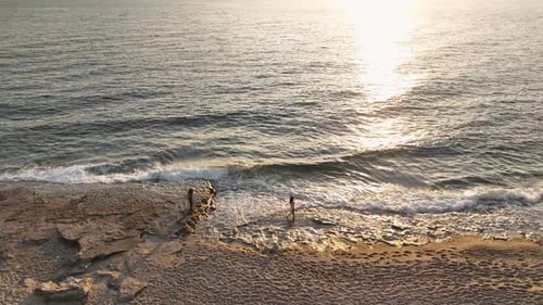 Aerial View The Mediterranean Sky Transforms Into a Palette of Fiery Colors During Sunset Framed By