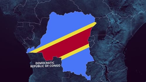 Animated Map of Democratic Republic of Congo with Flag Reveal
