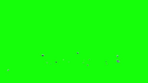 Collapse Collection: Chroma keying effect of small rocks falling slowly from the top side on the scr