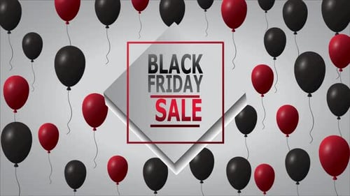 Dynamic Black Friday Sale Animation with Floating Balloons