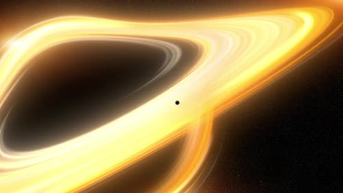 Animated Black Hole with Glowing Accretion Disk and Orbiting Object