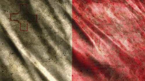 Grunge Malta Flag Waving Background Animation