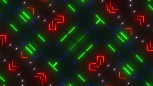 Abstract Glowing Neon Lines Geometric Kaleidoscope Background