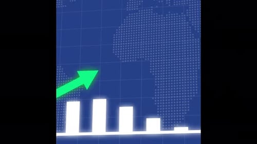 Animated Business Growth Bar Chart with Global Map Background