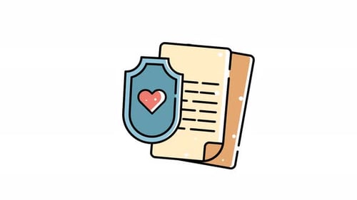 Animated Health Insurance Shield and Document Icon