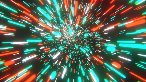 White Red And Turquoise Infinite Hyper Space Neon Tunnel Background Vj Loop I 4K