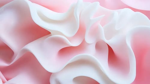 Abstract white and pink form, plastic-like material with soft edges and flowing curves.