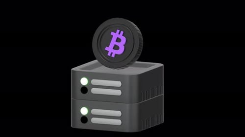 Bitcoin-Server 3D-Animation, Alphakanal, transparenter Hintergrund