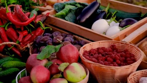 Fruits and Vegetables at the Farmers Market Selective Focus