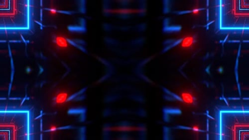Blue And Red Futuristic Neon Kaleidoscope Background Vj Loop In 4K
